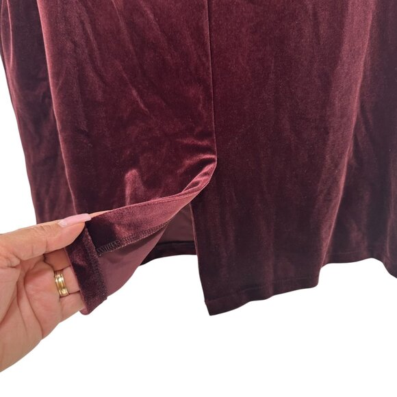 Ann Taylor Women SZ L Velvet Burgundy Short Sleeve Top Basic Stretch - Picture 7 of 11